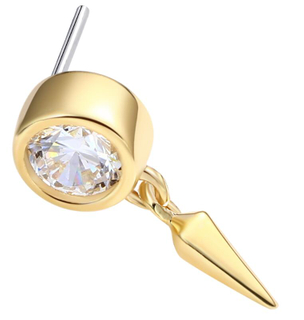 14K Gold Threadless Push In Round Cubic Zircon with Cone Top