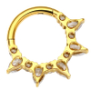 PVD Gold Plated over G23 Titanium Segment Ring with Round And Pear Cubic Zircon 