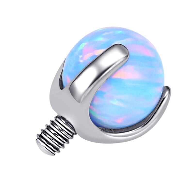 G23 Titanium Aqua Opal Ball Threaded Top