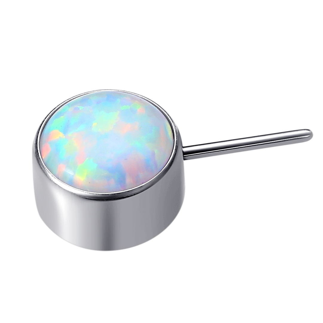 ASTM F136 Titanium Synthetic Opal Bezel Setting Nipple Piercing Threadless End