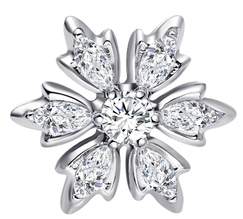 G23 Titanium Marquise Snowflake with Cubic Zircon Push in Top