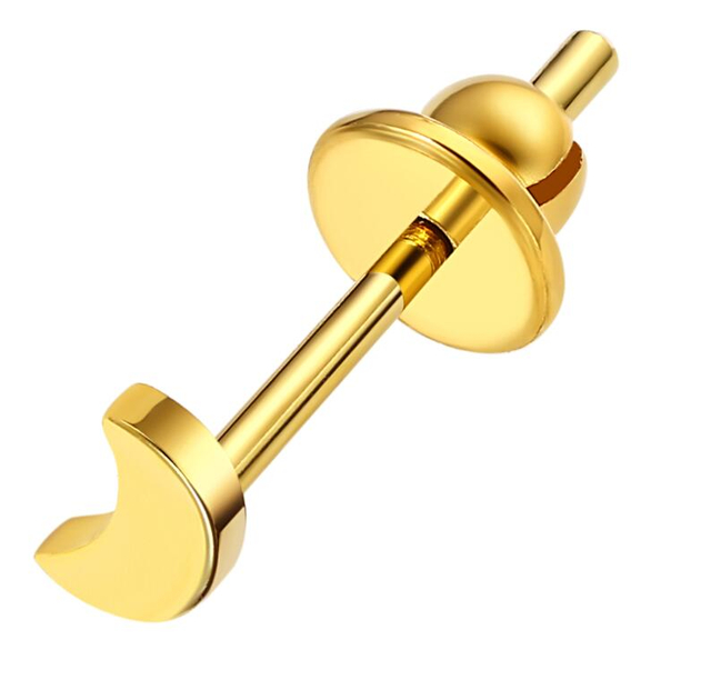 Gold PVD ASTM F136 Titanium Moon Earring