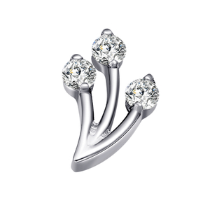 G23 Titanium Three Prong Setting CZ Flower Threadless Top