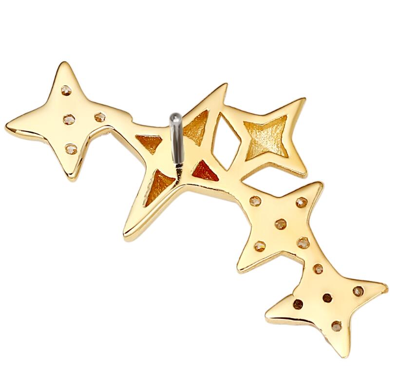 14K Gold Threadless Cluster of Stars with Cubic Zircon Push In Top