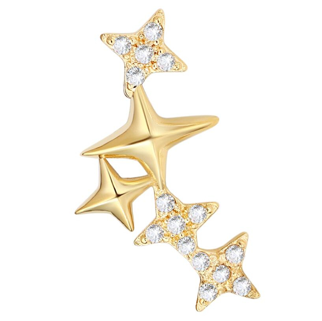 14K Gold Threadless Cluster of Stars with Cubic Zircon Push In Top