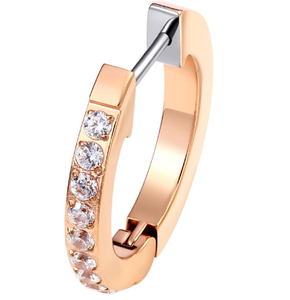Rose Gold PVD ASTM F136 Titanium Clicker Earring with Cubic Zircon