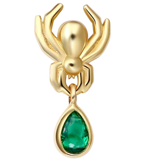 14K Gold Threadless Push In Spider with Teardrop Top