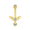 14K Solid Gold Bat Shaped Internally threaded Belly ring Jewelry 