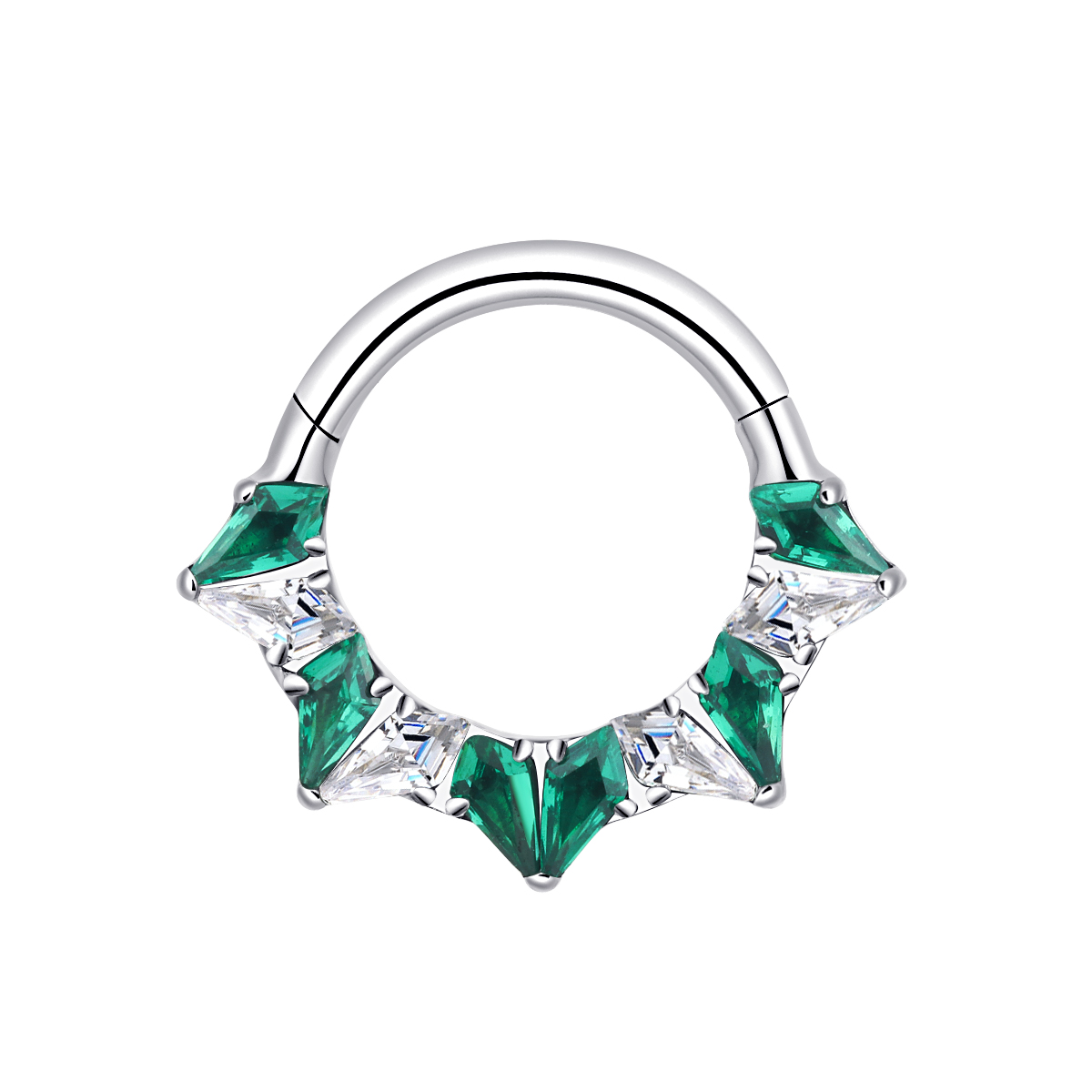 ASTM F136 Titanium Clicker Ring with Multiple Color Kite CZ Septum Daith Piercing