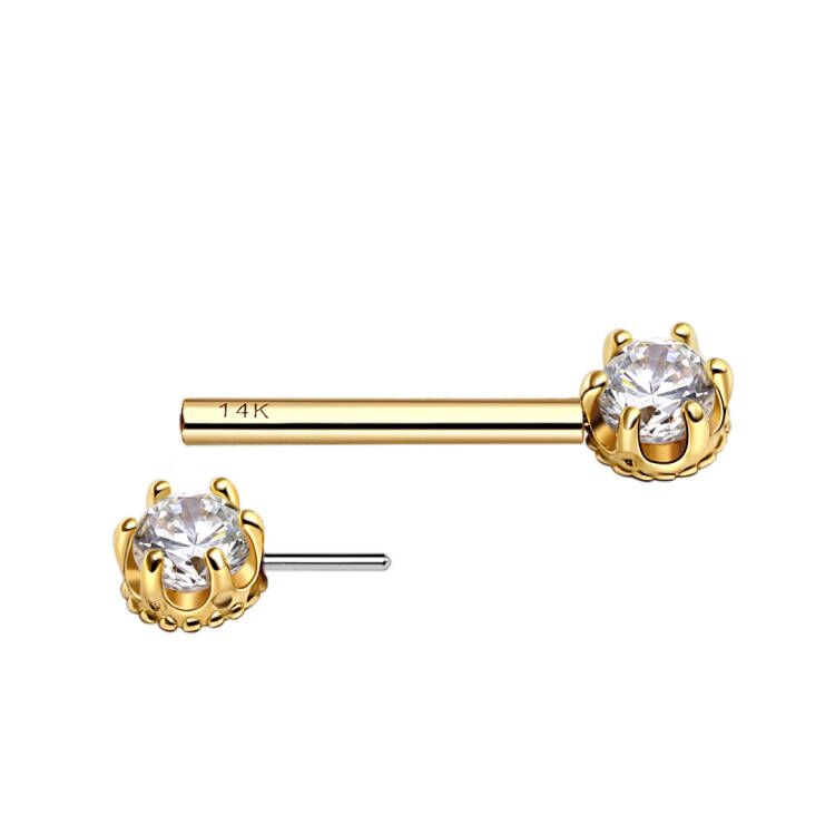 14k Solid Gold latest design Threadless Nipple Jewelry Piercing 