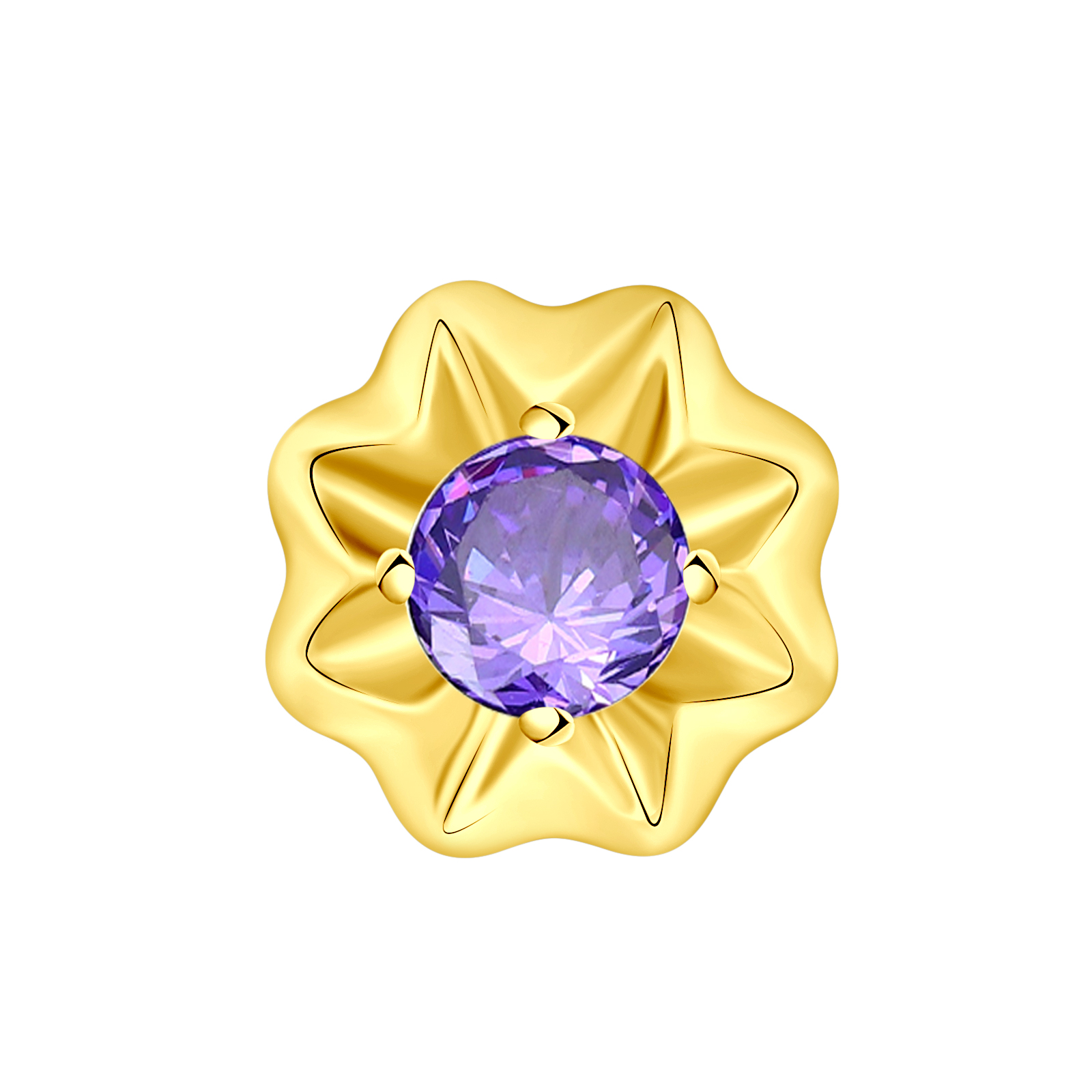 ASTM F136 Titanium Amethyst CZ Setting Flower Threadless Top Piercing Jewelry 