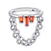 ASTM F136 Titanium Red Rectangular Trapezoid CZ Paved With Dangling Chain Hinged Segment Ring