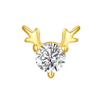 14K Solid Gold Elk Antler Shaped Threadless Tops Piercing Jewelry 