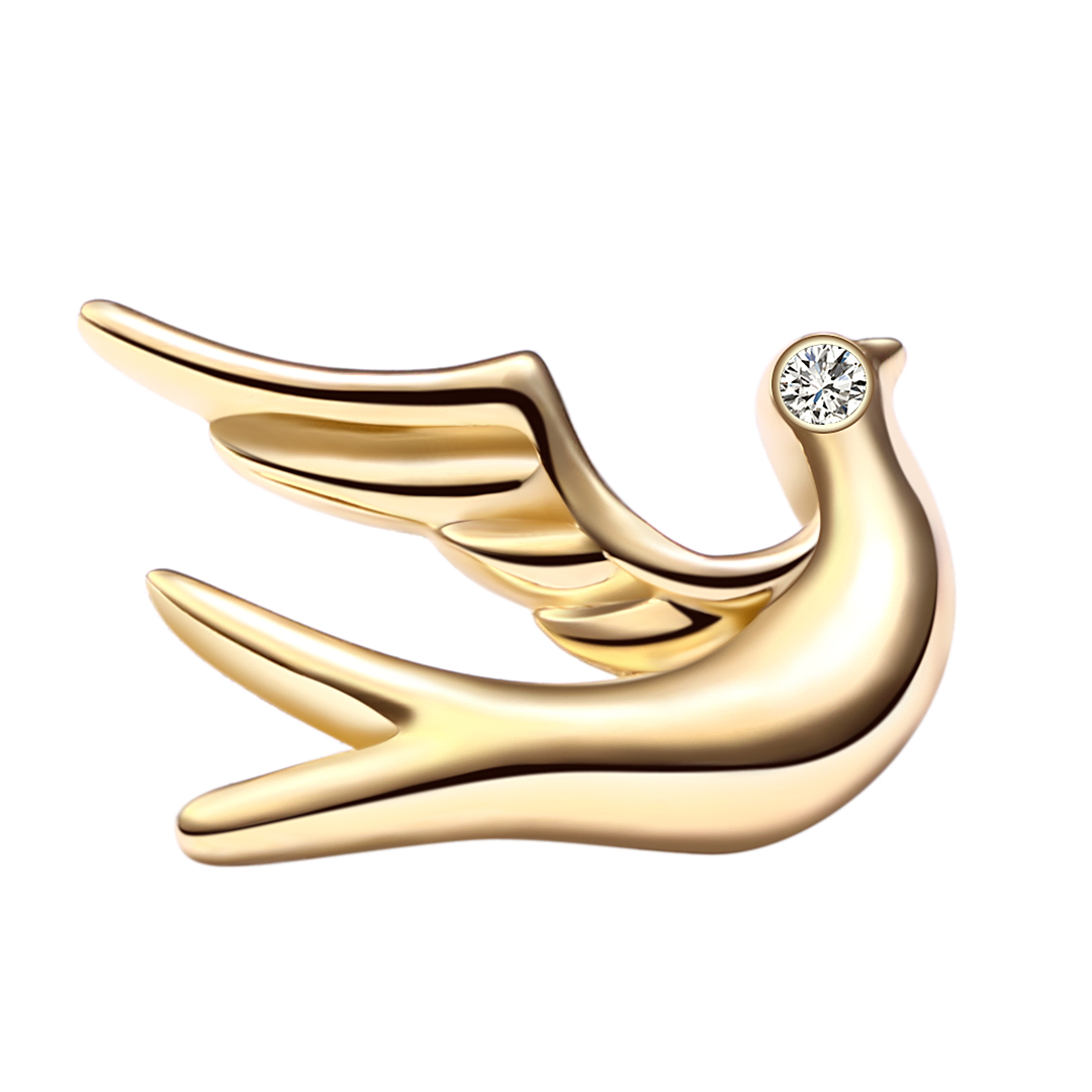 14k Solid Gold Seagull Threaded Top Earring Jewelry