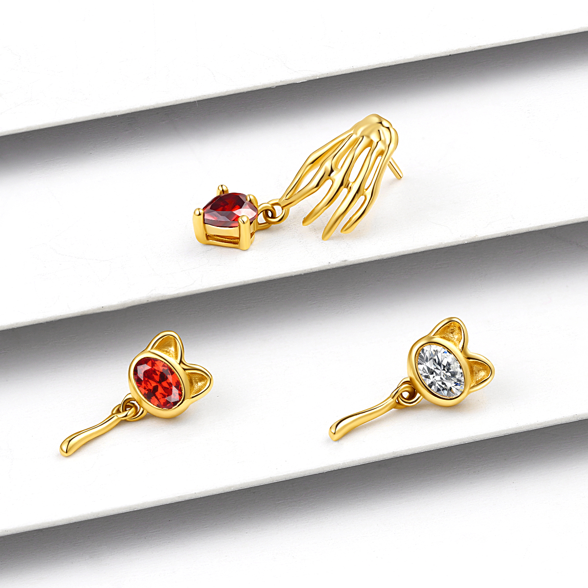 14K Solid Gold Cat Internally Labret Stud Jewelry 