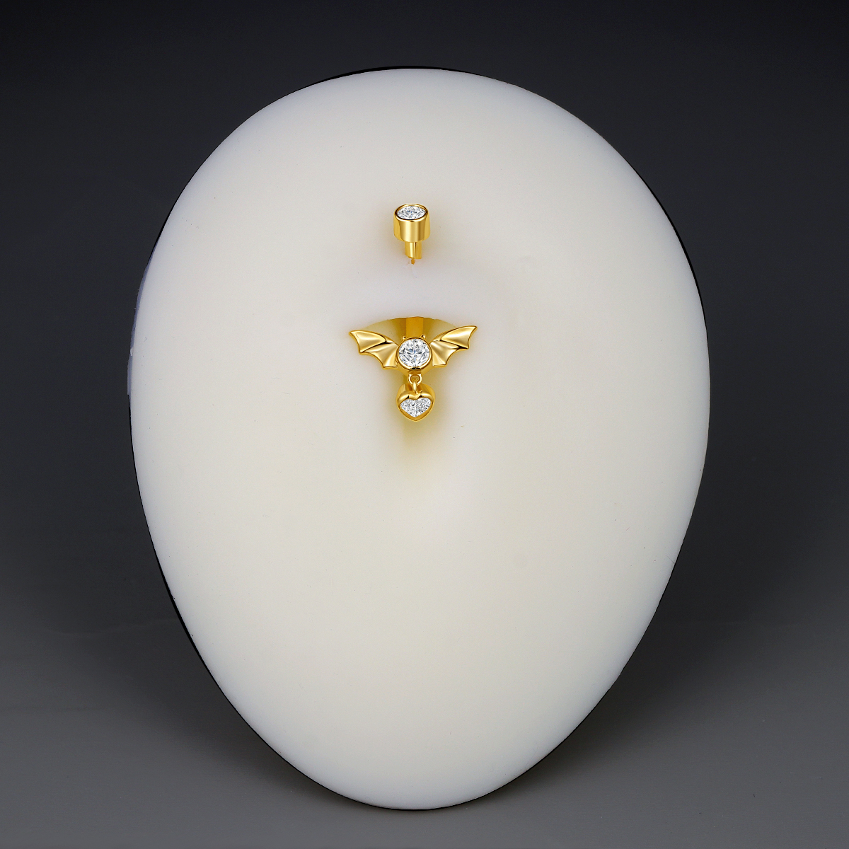 14K Solid Gold Bat Shaped Internally threaded Belly ring Jewelry 