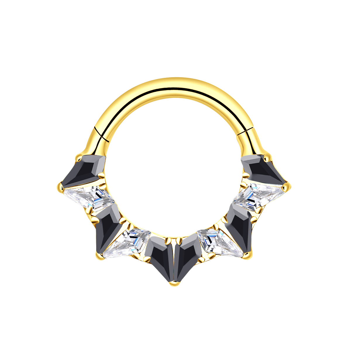 ASTM F136 Titanium Clicker Ring with Multiple Color Kite CZ Septum Daith Piercing