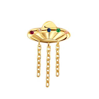 14K Solid Gold Spacecraft Threadeless Pin Piercing Jewelry