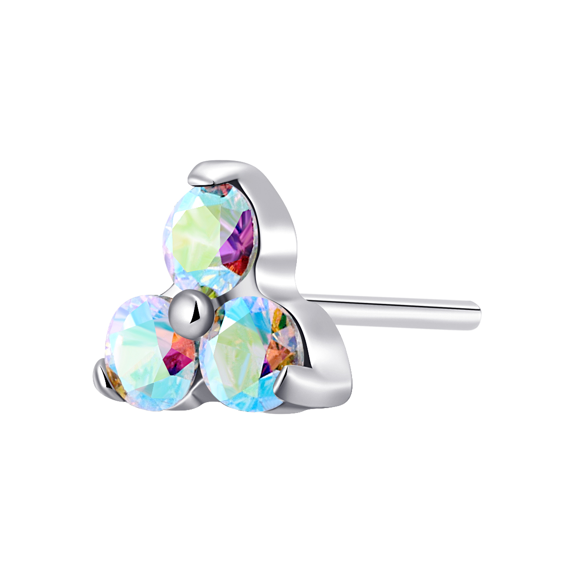 ASTM F136 Titanium Trintiy CZ Stones Threadless Top Piercing Jewelry 