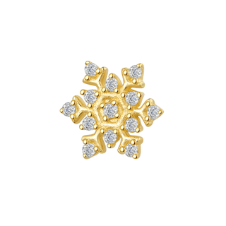 14K Solid Gold Snowflake Threadless Push In Piercing Jewelry 