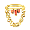ASTM F136 Titanium Red Rectangular Trapezoid CZ Paved With Dangling Chain Hinged Segment Ring