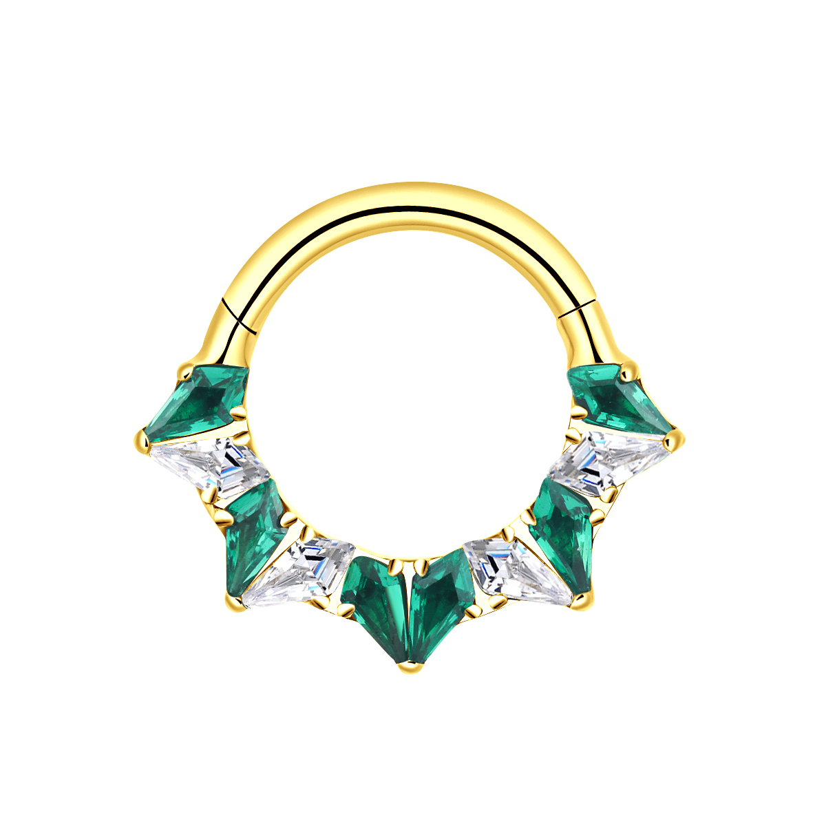 ASTM F136 Titanium Clicker Ring with Multiple Color Kite CZ Septum Daith Piercing