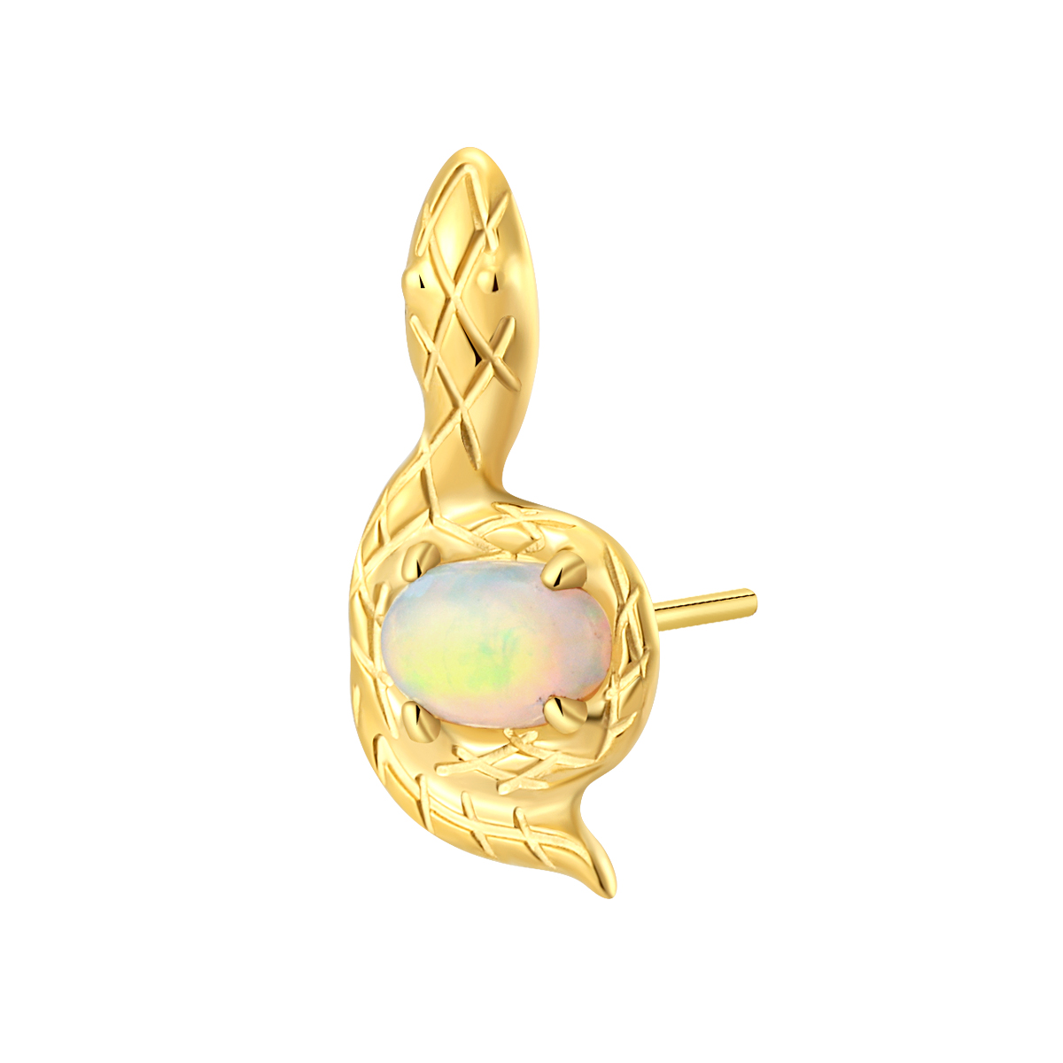 ASTM F136 Titanium Opal Snake Threadless Top Jewelry 