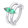 ASTM F136 Titanium Green CZ Tear Drop Hinged Segment Ring