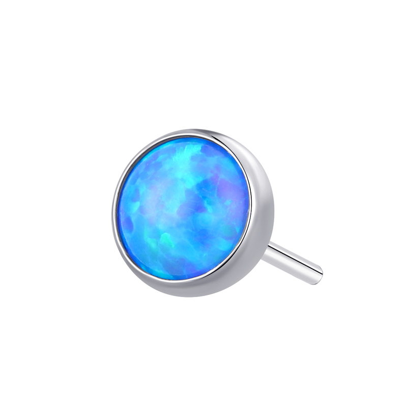 PVD gold ASTM F136 Titanium Round Opal Stone Threadless Top Piercing Jewelry 