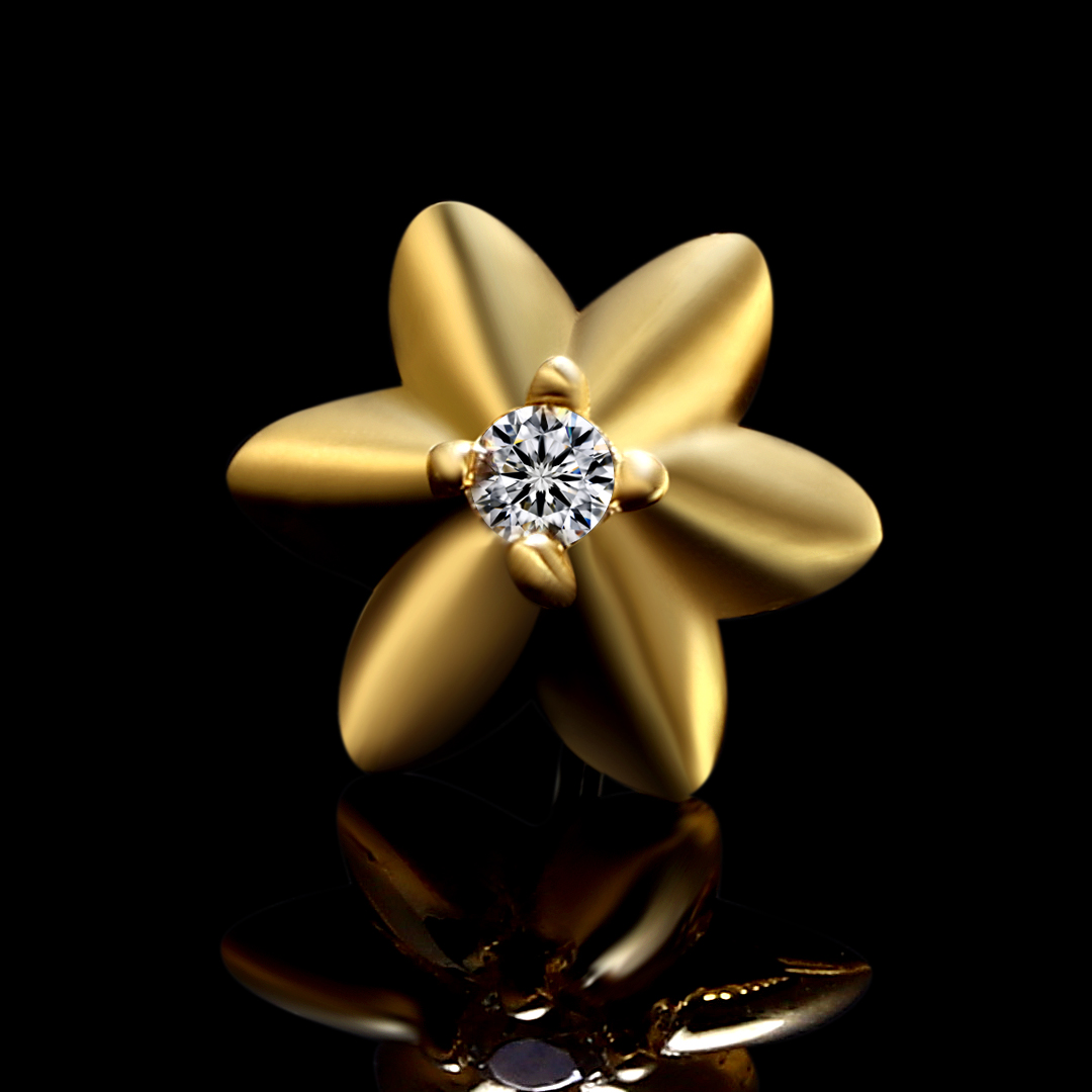 Flower Shape Threadless Top Piercing Jewelry 14k Body Piercing Jewelry