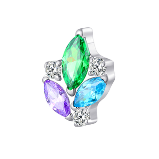 ASTM F136 Titanium Internally Threaded Flower Top with Shinning 5A Mix Color CZ