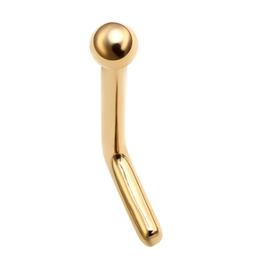 14k Solid Gold L Shaped Nose Studs With Ball Tops