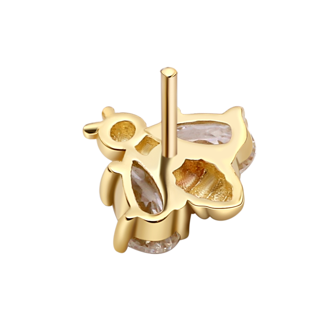 Bee Shape Labret Studs14k Solid Gold Piercing Jewelry