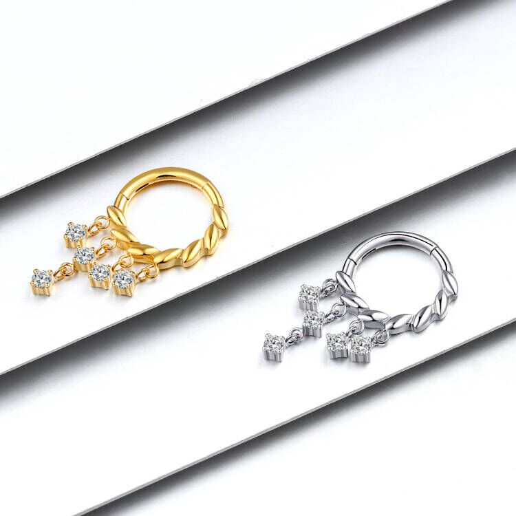 ASTM F136 Dangling 5A CZ Hinged Segment Ring