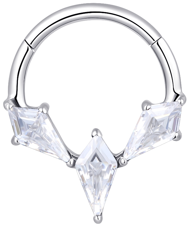 ASTM F136 Titanium Paved Kite-Cut CZ Hinged Segment Ring