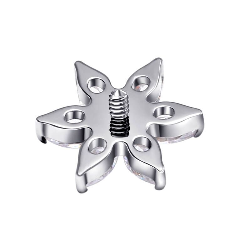 Eternal Metal Astm F136 Titanium Piercing Internally Threaded Labret with cubic zircon Flower Top