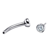Silver Threadless Eyebrow Ring with CZ Stones