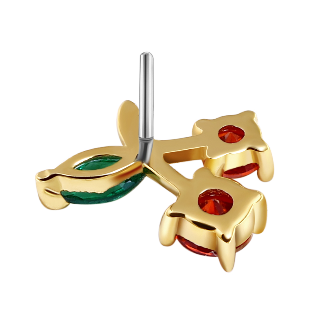 14K Solid Gold Cherry Threadless Top Jewelry