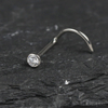 Titanium Bezel Set Nose Screw Piercing Stud