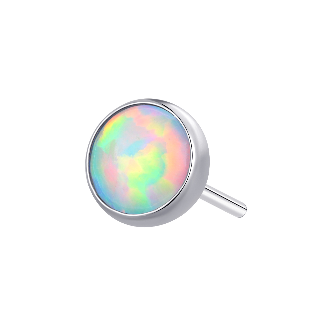 PVD gold ASTM F136 Titanium Round Opal Stone Threadless Top Piercing Jewelry 