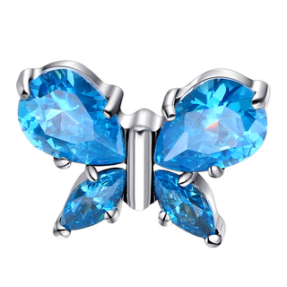 Butterfly Shaped With Zircon ASTM F136 Titanium Internally Threaded Labret Studs