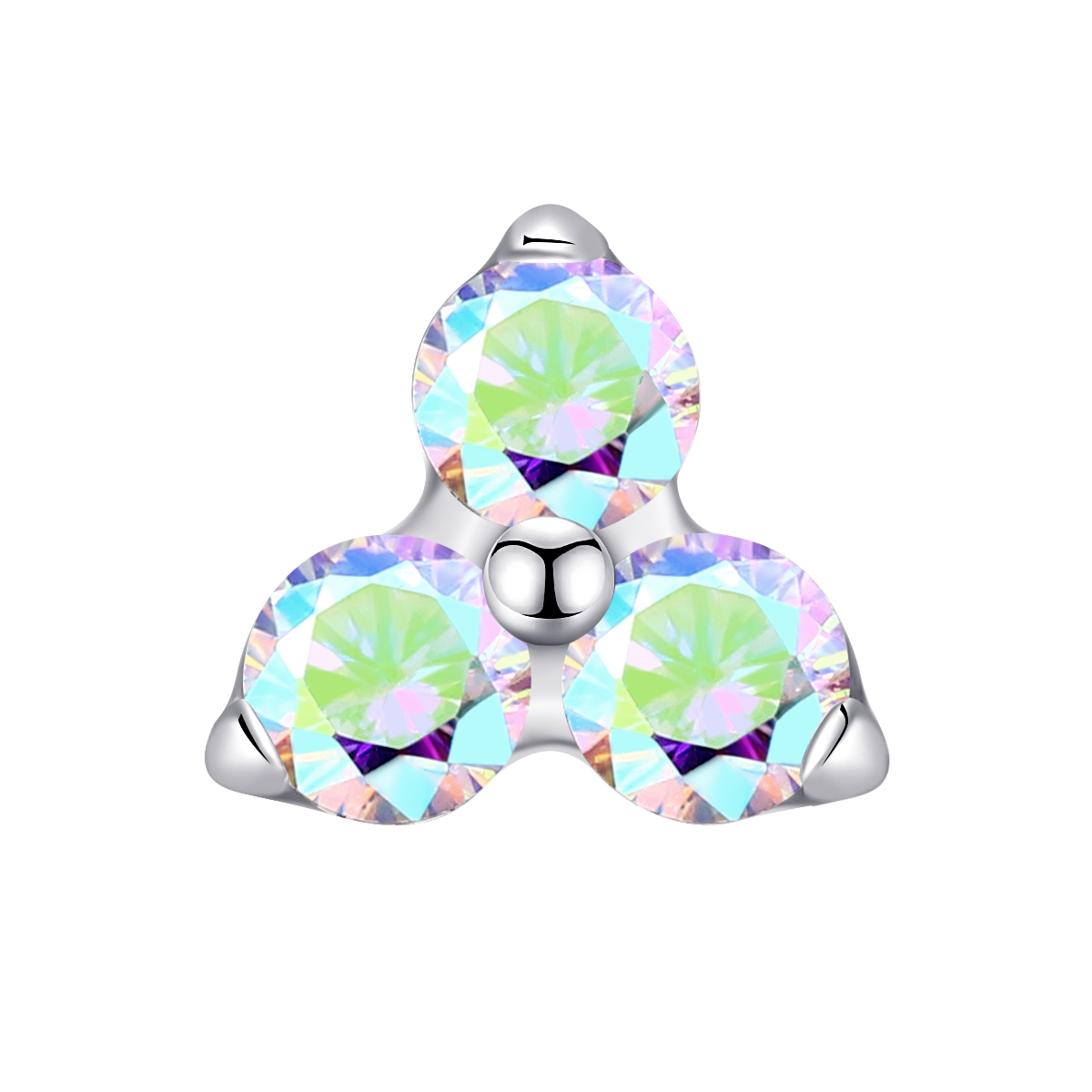 ASTM F136 Titanium Trintiy CZ Stones Threadless Top Piercing Jewelry 
