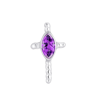 ASTM F136 Titanium Amethyst CZ Setting Cross Threadless Top Piercing Jewelry 