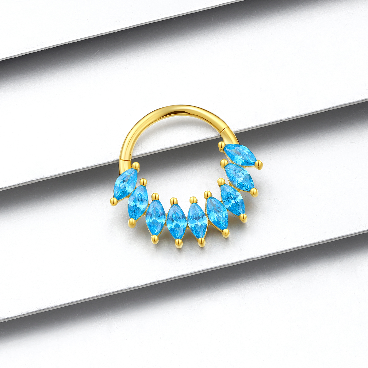 14K Solid Gold Hinged Segment Clicker Ring Piercing Jewelry 