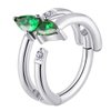 ASTM F136 Titanium Green CZ Paved Tear Drop Hinged Segment Ring