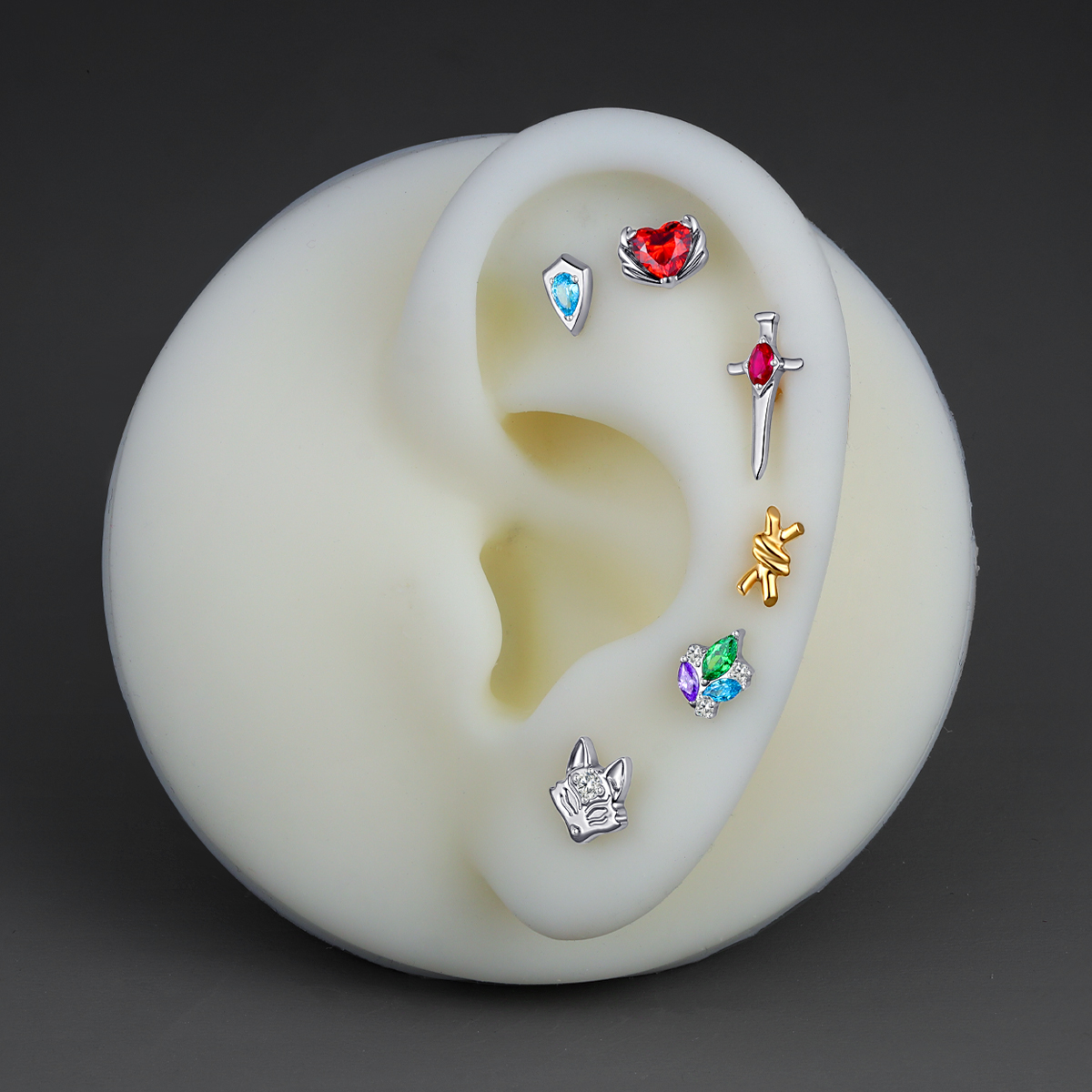 ASTM F136 Titanium Heart Shaped Threaded Tops Piercing Jewelry 