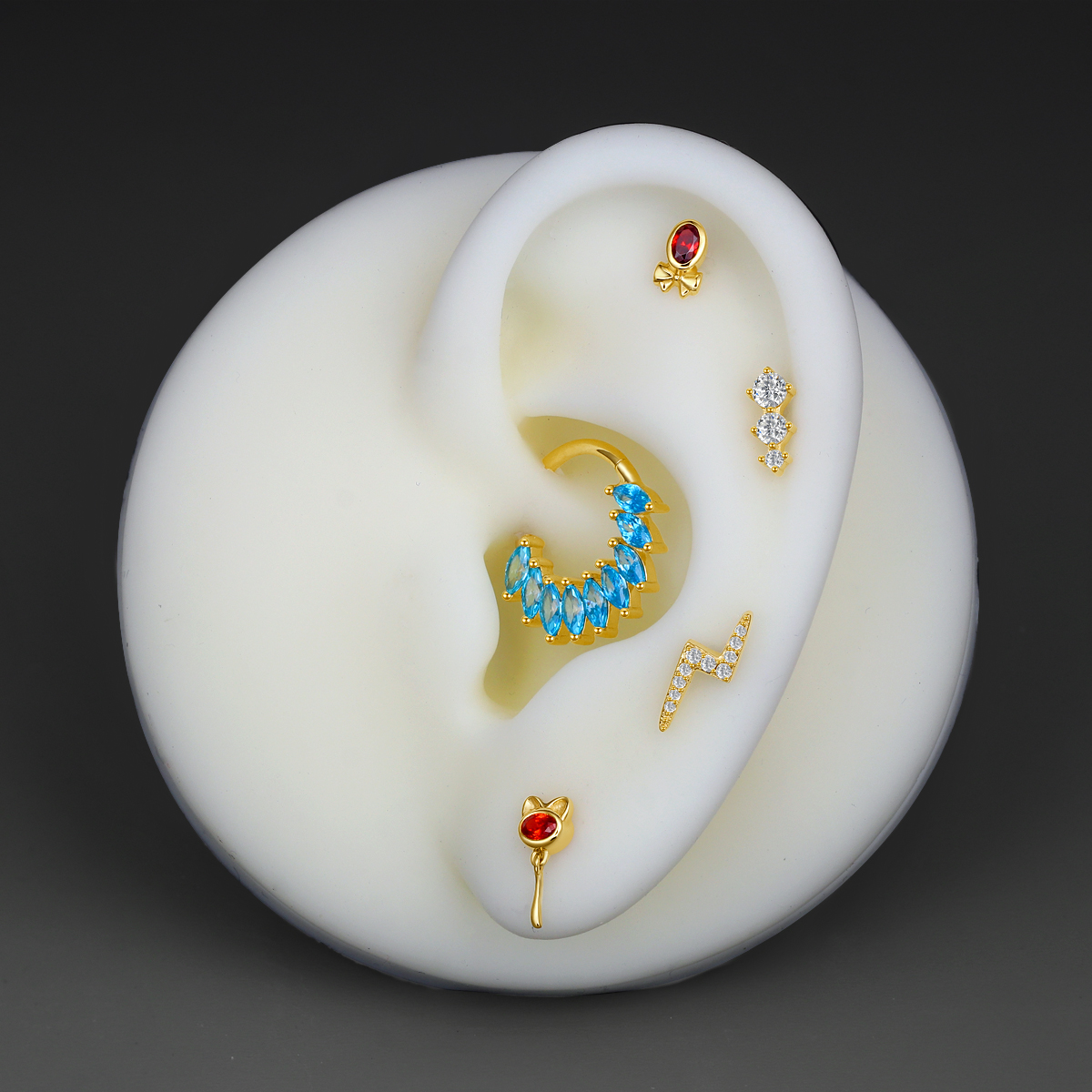 14K Solid Gold Hinged Segment Clicker Ring Piercing Jewelry 