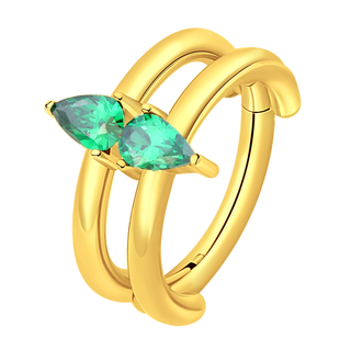 ASTM F136 Titanium Green CZ Tear Drop Hinged Segment Ring