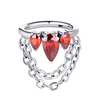 ASTM F136 Titanium Red Pear CZ Paved With Dangling Chain Hinged Segment Ring