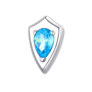 ASTM F136 Titanium Internally Threaded Shield Top with Shinning 5A Blue CZ